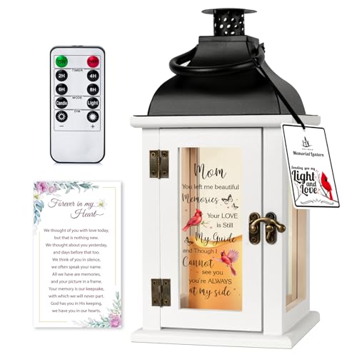 Memorial Lantern - Bereavement Sympathy Gifts for Loss of Loved One Memorial Gifts for Loss of Mother Remembrance Gifts Thoughtful Funeral Gifts for Loss of Mom with LED Candle and Remote