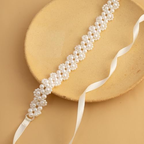 Pearl Wedding Belt Bridal Sash Handmade Beaded Pearl Sash Belt,for Wedding Dress Bridesmaid Flower Gril3