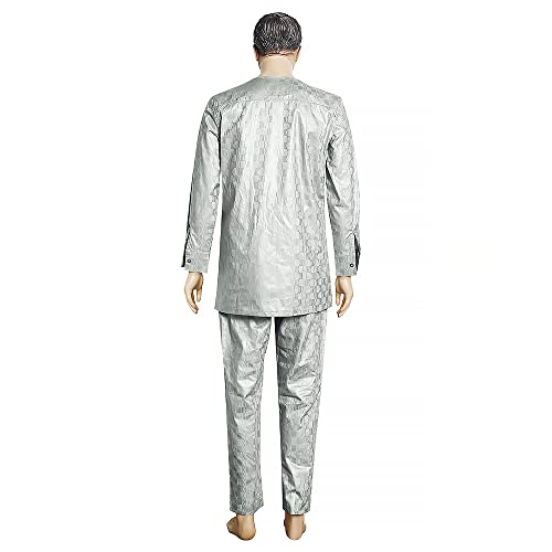 HD Mens African Clothing Embroidery Bazin Riche Man Dashiki Outfit4
