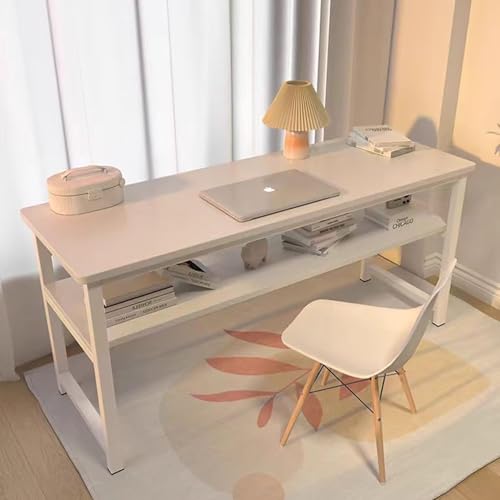 PQNLXLN【省スペース机】細長いテーブル 2段収納 幅40cm 狭い空間 狭小寝室 書斎 賃貸向け スチール&MDF板 耐荷重50kg 簡単組立