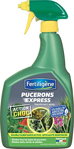 FERTILIGENE FPUC700 - Pulvérisateur Insecticide Pucerons Express Prêt à l'Emploi 700 ml - A base huile de colza et pyrètre (extrait de chrysanthème) - Pour pucerons, araignées rouges, cicadelles - 7m²