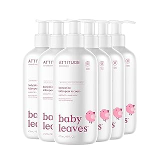 ATTITUDE Baby Lotion, EWG Verified Moisturizer, Dermatologically Tested Moisturizing Cream, Vegan and Cruelty-Free, Unscented, 16 Fl Oz (Pack of 6)