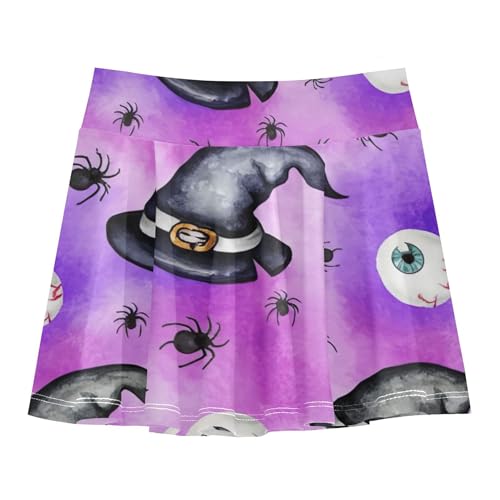 Floral Athletic Shorts Girls Skorts Skirts with Shorts Teen Cheer Halloween Witch Hats Purplel 4t