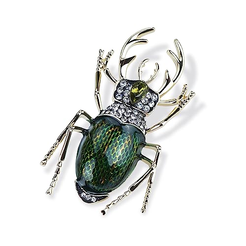 Image of Vintage Rhinestones Crystal Beetle Bug Ename Insect Scarab Brooch Pin Lapel Pin Accessories for Men Women