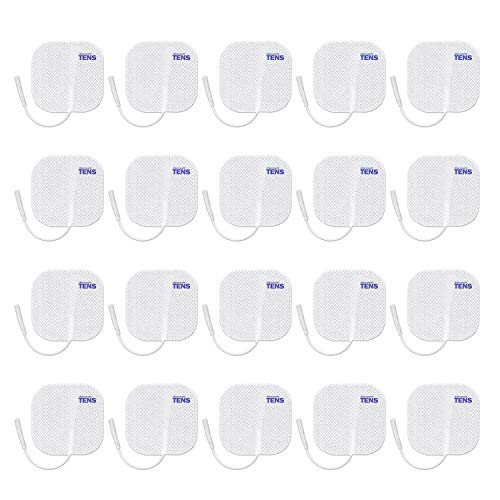 100% Made in The USA Wired TENS Electrodes, Premium Wired 2X 2 Replacement Pads for TENS Units, 20 TENS Unit Electrodes, 2mm Pin TENS Unit Pads, Discount TENS Brand