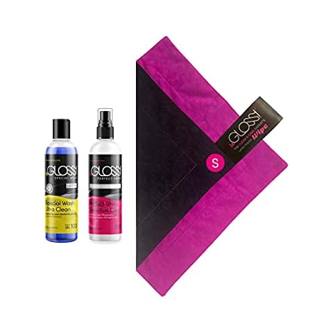 Latex Pflege Set Latexpolitur Perfect Shine Premium Spray 100 ml - Special Wash Latex Waschmittel 100 ml - WIPE Latexpoliertuch Small Cover