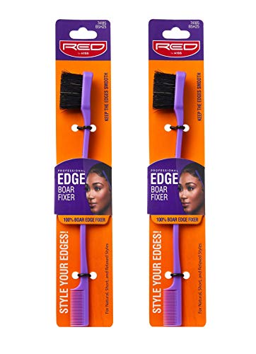 Red by Kiss Ultimate Edge Fixer Professional Boar Hair Brush (100% Boar Hair) 2 Pack