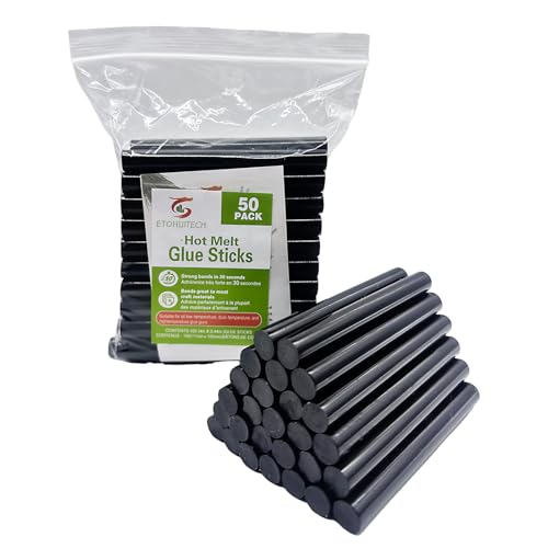ETOHUITECH Hot melt Glue Stick High Stick, 50packs Black, 4 inches *0.43 inches