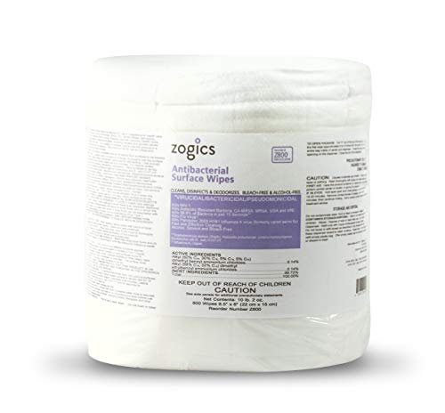 Zogics Antibacterial Wipes â€“ Disinfecting Wipes for Sanitizing and Cleaning Surfaces and Equipment, EPA Registered Antibacterial Cleaning Wipes (1 Roll of 800 Wipes)