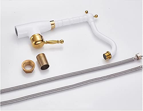 Novoce Kitchen Sink Faucet For Bar Farmhouse Commercial, White And Gold Kitchen Faucet, Sink Mixer Tap, 360 Degree Rotation Kitchen Mixer Taps, Single Handle Kitchen Tap (Color : Yellow) #TOP6