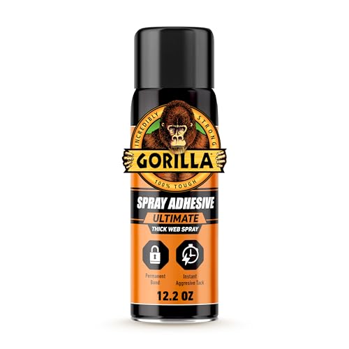 Gorilla Contact Adhesive Ultimate, 12.2oz Web Spray Adhesive, White, (Pack of 1)