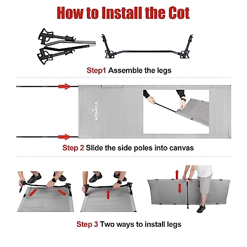 Hitorhike Camping Cot Compact Folding Cot Bed For Outdoor Backpacking Camping Cot Bed (Gray) #TOP2
