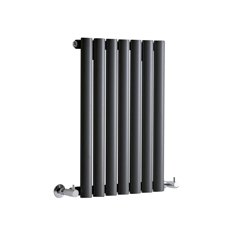 MILANO Anthracite Horizontal Single Oval Panel Radiator 600 x 413mm