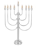 Aviv Judaica Large Electric Menorah for Hanukah Highly Polished Chrome Plated Menora with Flickering Bulbs to Simulate Real Chanukah Candles Big Electronic Minorah