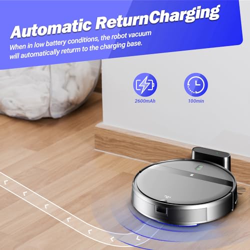 Image of Robot Vacuum Mop Combo, WiFi /App /Alexa, 2-in-1 Robot Vacuum and Mop Combo, Robotic Vacuum Cleaner, Self-Charging, Quiet, Tangle-Free Suction Robot Vacuum Cleaner for Pet Hair /Carpet /Hard Floor