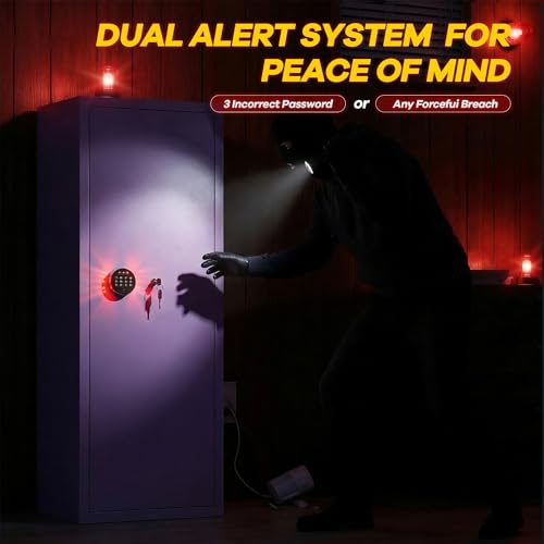 Image of Bonusall 12-15 Gun Safe for Rifles, Large Rifle Safe for 9 Rifles & 4 Pistols with Digital Keypad, Anti-Pry Steel Cabinet, Adjustable Shelves & Dual Alarm for Home-Purple