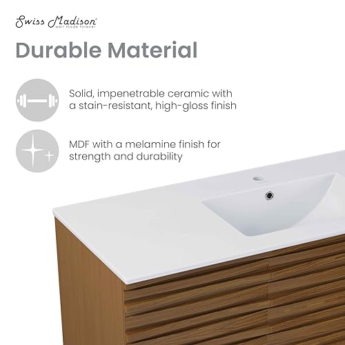 Image of Swiss Madison Cascade 48'' Bathroom Vanity in Brown Oak