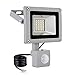 Produktbild LED Flutlicht 20W 1600Lm Superhelle Sicherheitsleuchten mit Bewegungssensor Wasserdicht IP65 6500K Kaltes Weiß Draussen Arbeitsscheinwerfer Landschaftslicht Geeignet für Garage Garten Hof Lagerplatz