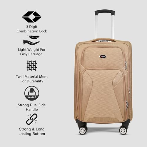 Image of Bite 2-Piece Softside Trolley Luggage Set | Telescopic Handle | 360 Spinner Wheels, Telescopic Handle, Front Pockets, Twill Fabric, Travel Bag, 5 Years Warranty