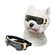 NAMSAN Sonnenbrille für Kleine Hunde Schutzbrille für Kleine Hunde Winddichte UV-Schutz Wasserdicht Hundebrille Welpen mit Einstellbar Gummiband-Golden