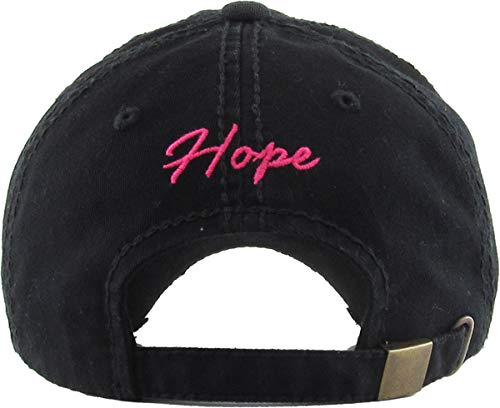 Image of Pink Ribbon Breast Cancer Awareness Fight Hope Vintage Baseball Cap Hat Women Cotton Adjustable