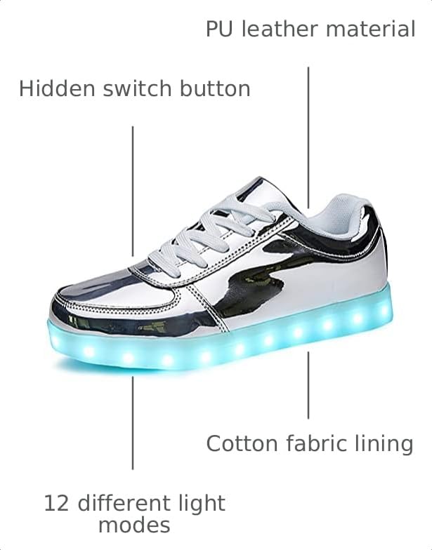 Image of SANYES LED Light Up Shoes for Women Men, Low-Top USB Rechargeable Glowing Sneakers, Luminous Dancing Shoes for Party Sports