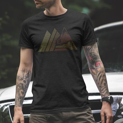 Black Lantern Men’s Retro Mountain Tee – Bold Nature Graphic on Soft Black Shirt Outdoors-Inspired Style2