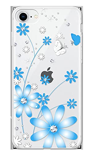 スマホケース カバー 花柄 ガーベラ 水色 ソフトケース [対応機種：iPhoneSE 第3世代 iPhoneSE3 ]