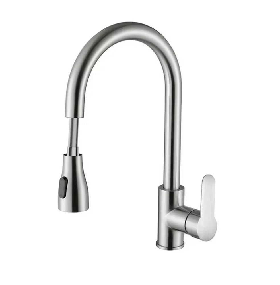 Robinet de cuisine acier inoxydable pivotant 360 avec douchette extractible mitigeur évier