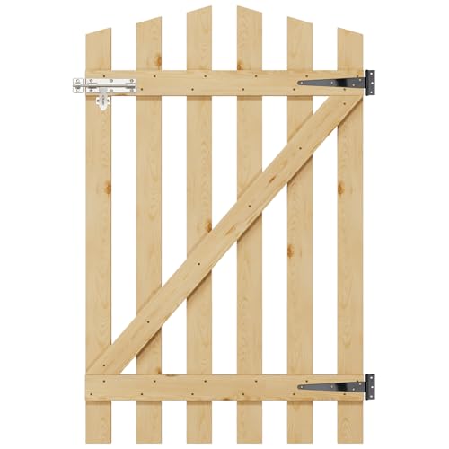 INMOZATA Garden Gate Wooden Pedestrian Gate with Gate Lock and Hinge, 2.5ft Wide x 4ft High (76cm Wide*120cm High)