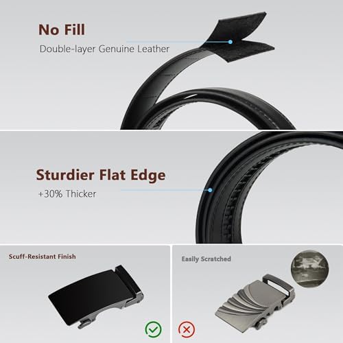 Image of Airkit Men's Ratchet Leather Belt - Heavy Duty Adjustable Dress & Casual Belt