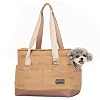 Petsfit Small Dog Carrier Purse Portable Pet Carrier Tote Cat Carrier with Pockets Adjustable Safety Leash Poop Dispenser Waterproof TPU BottomKhaki