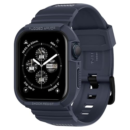 Image of Sounce Rugged Armor Band for Apple Watch 42mm /44mm /45mm /49mm Ultra, Shockproof Protective Case Strap Compatible with Series 8 /7 /6 /5 /4 /3 /2 /SE, Waterproof Dustproof Sport Strap (Blue)