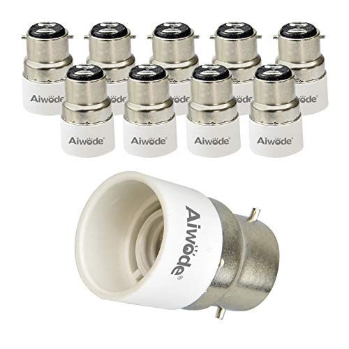 Aiwode B22 auf E14 Sockel Konverter,Lampen sockel Adapter für LED Lampen und Glühlampen und CFL-Lampen,Maximale Leistung 200W,0~250V,120 Grad Hitzebeständig,10er-Pack Cover