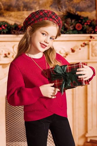 Image of Arshiner Girl's Sweaters Kids Twist Front Cute Pullover Knitted Jumper Fall Winter Clothes