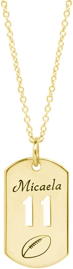Personalized Dog Tag Pendant Necklace Engraved Custom with Name Jersey Number