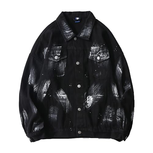 Veste en jean à boutons larges imprimés manteau slim homme