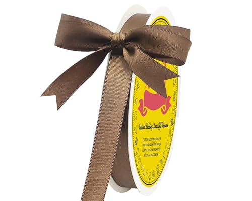 Image of Double Face Brown Satin Ribbon 1 /2 inch X50 Yards Polyester Brown Ribbon for Gift Wrapping Very Suitable for Weddings Party Invitation Decorations and More