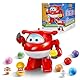 Super Wings Lucky Ball Spielzeug Jett, 20,5 cm, 7 Lucky Ball 2-in-1-Transformator-Spielzeug, mit 3 Sets von DIY-Aufklebern, Spielzeug-Flugzeuge und -Roboter für Kinder Jungen und Mädchen ab 3 Jahren