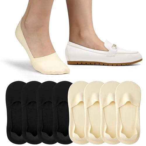 Image of No Show Socks for Women Thin Ice Silk Non-Slip Loafer Footies Socks