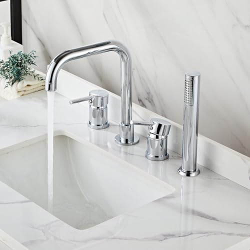 Pommeau de douche pivotant 360° contre les tuyaux tordus et mitigeur bain chromé