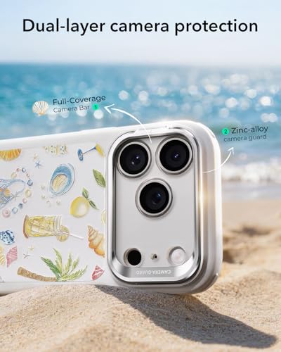 Image of ESR for iPhone 17 Pro Max Case with Stash Stand, Compatible with MagSafe, Military-Grade Drop Protection Magnetic Phone Case, Scratch-Resistant Back Cover, Coastal Summer, Cream White