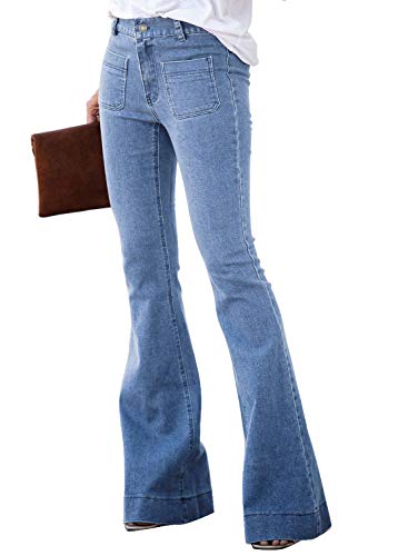 Paitluc Jeans for Women Bell Bottom Jeans for Women High Waisted Flare Jeans for Women Light Blue Size M
