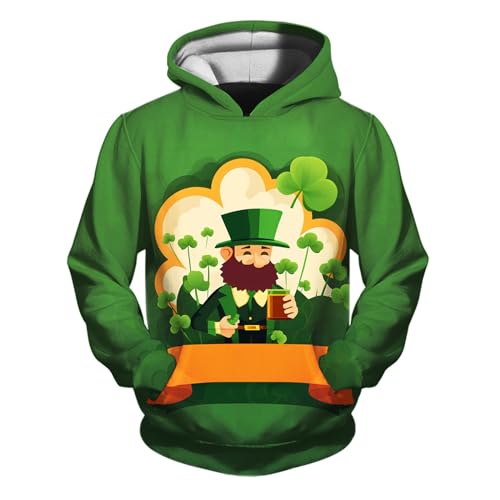 Youth Solid Classic Hoodies Little Boys Girls Kids Hooded Unisex Sweatshirt St. Patrick's Day Sweatpants & (Green, 160)
