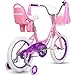 WEIZE Girls Bike for 4-7 Years Old Kids, 16 Inch Kids Bike with Training Wheels, Streamers, Basket and Doll Seat, Children Bicycles with Coaster Brake, Pink