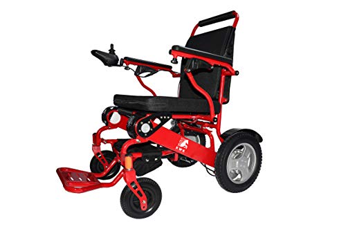 KWK - Silla de ruedas eléctrica superresistente, con baterías de iones de litio, extra potente, solo 26,50 kg, precio de alivio del IVA, envío al día siguiente del Reino Unido (rojo)