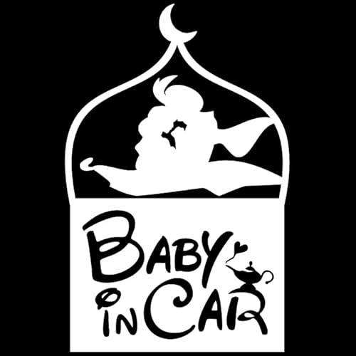 アラジン と 魔法 の ランプ baby in car お洒落 ママ 専用 シンプル ステッカー ベビー ベイビー イン カー 車 ナチュラル ディズニー 好き シール デカール 子供 キッズ かっこいい 赤ちゃん おもしろ_1885 (ホワイト)