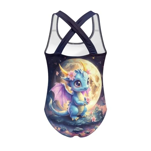 Image of Xpyiqun Swimsuit for Girls One Piece Bathing Suits Size 5-14 Sleeveless Swimwear Cross Shoulder Strap Swimming Wear