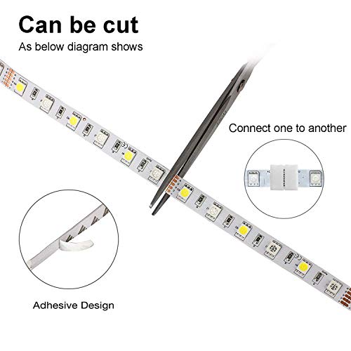 Supernight Led Light Strip, [White, Rgb, Rgb+White Color, All In One Strip] Flexible 16.4Ft Smd5050 Dc12V 300Leds Rgbw Led Rope Light Strip With 40Keys Ir Controller & Power For Home Indoor Decoration #TOP3
