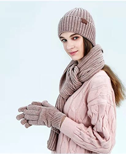 Chenille 3-Piece Set Warm Winter Beanie Hat, Scarf, Touch Screen Gloves Winter Set2